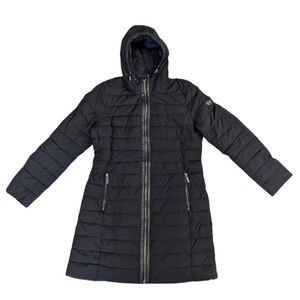 Michael Kors Puffer Coat Size XS Black Hooded Packable Long Winter Jacket